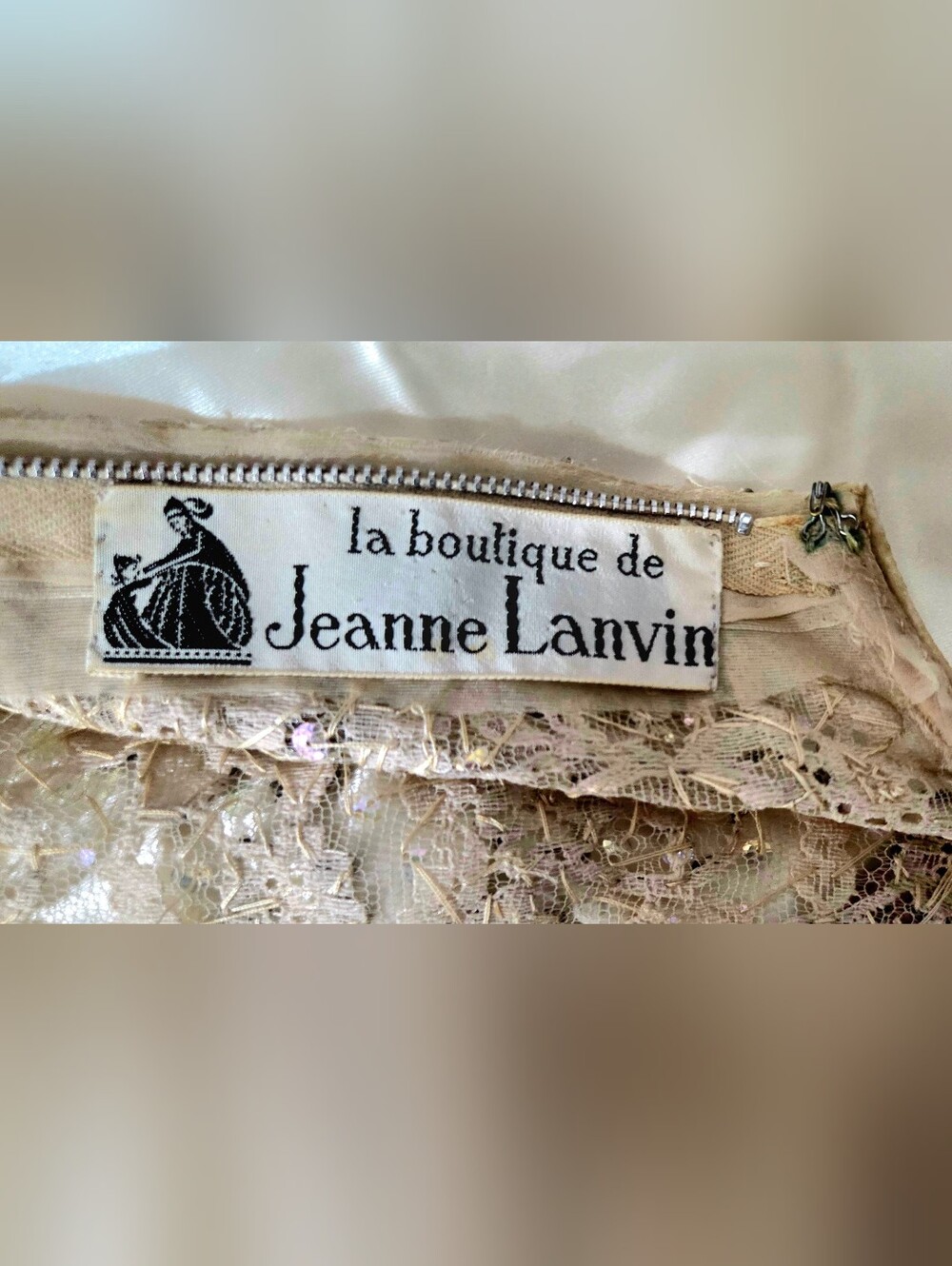 Vtg 60s Couture JEANNE LANVIN hand Beaded Dress